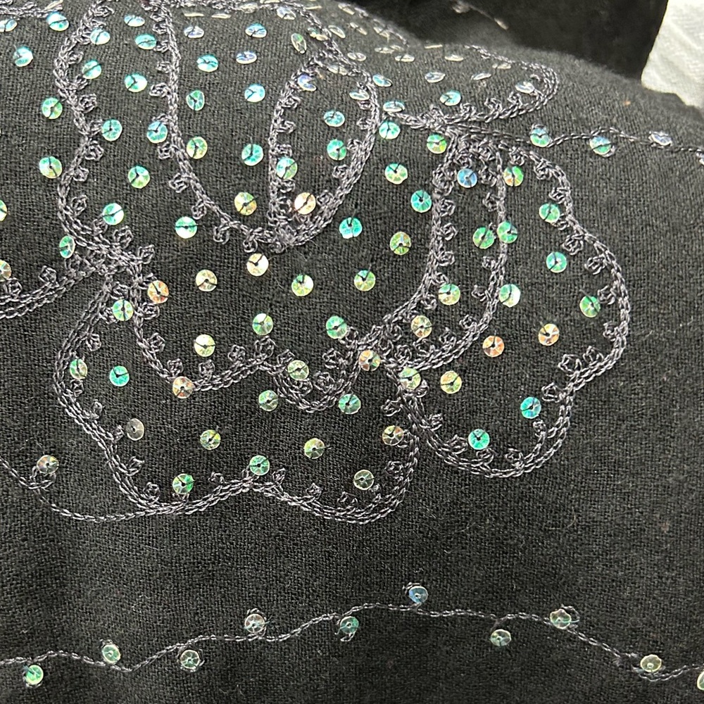 Pure Wool sequined Elegant Black Women's shawl